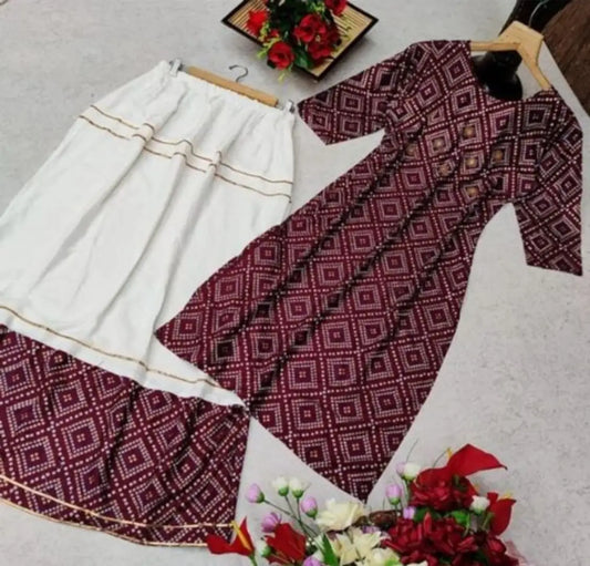 Aunika Women Bandhani Kurta and skirt Set