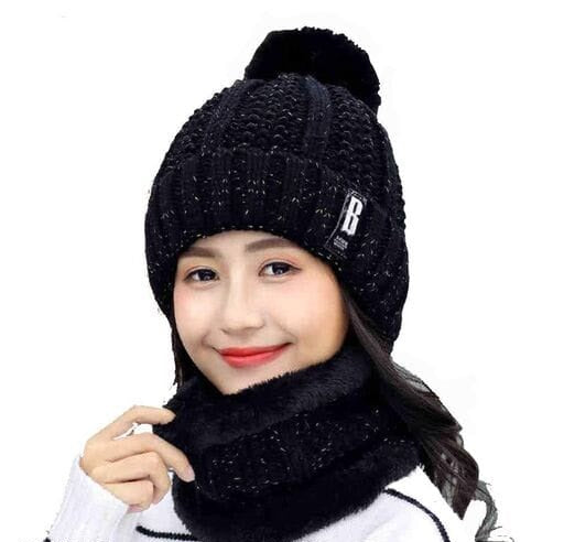 Women's  Winter Soft Warm 1 Set Snow Proof Ball Cap / Woolen Beanie Cap with Scarf